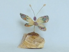 Schmetterling (± 8 cm) mit Türkis, Amethyst, Karneol und Tigerauge